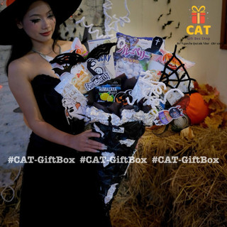 Ốc quế bánh kẹo Halloween bánh kẹo độc đáo, quà tặng halloween, hoa halloween đẹp, bó hoa ốc quế, bó bánh kẹo halloween