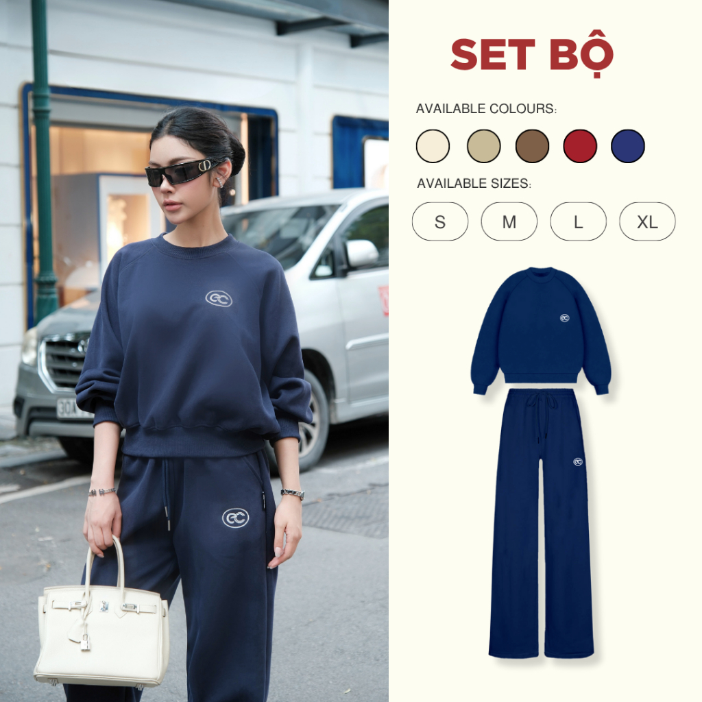Set Bộ Dài ECOCHIC Nam Nữ Unisex Set Áo Sweater Nỉ Basic Quần Suông Dây Rút Form Rộng Cao Cấp Mềm Mịn Chính Hãng B186