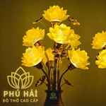 Đôi Đèn Thờ 7 Hoa Sen Lưu Ly Bầu Pha Lê Vẽ Sen Tinh Tế Sang Trọng Cao 50 Cm - HCM TẶNG LED — ảnh 4