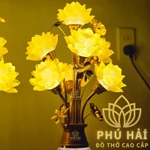 Đôi Đèn Thờ 7 Hoa Sen Lưu Ly Bầu Pha Lê Vẽ Sen Tinh Tế Sang Trọng Cao 50 Cm - HCM TẶNG LED — ảnh 5