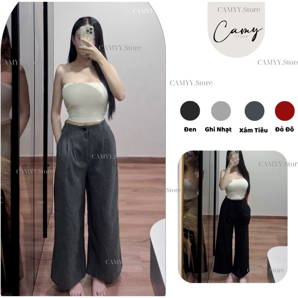 Hàng QC màu siêu mới [ MÀU BE ELEGANT ] Dáng Rộng Dài 96cm Cạp Khóa Chun Cao Cấp Nhà CAMYY.STORE Women