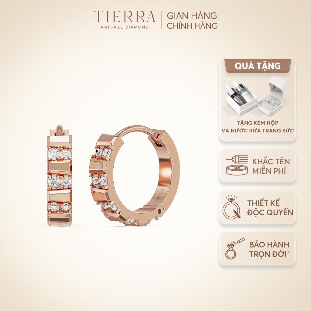 [CHAT TRƯỚC KHI ĐẶT] Bông Tai Tierra Choco Bar Earring With Round FBT5009, Vàng 10K/ 14K/ 18K, Phụ Kiện Trang Sức
