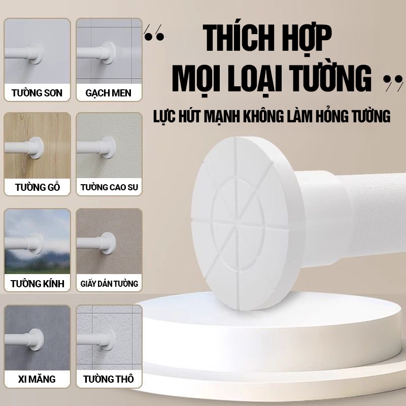 Kaleis Thanh treo rèm không cần khoan，giá treo quần áo có thể điều chỉnh độ dài