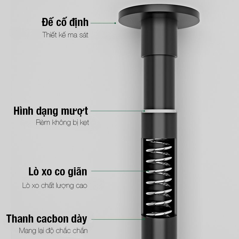 Kaleis Thanh treo rèm không cần khoan，giá treo quần áo có thể điều chỉnh độ dài