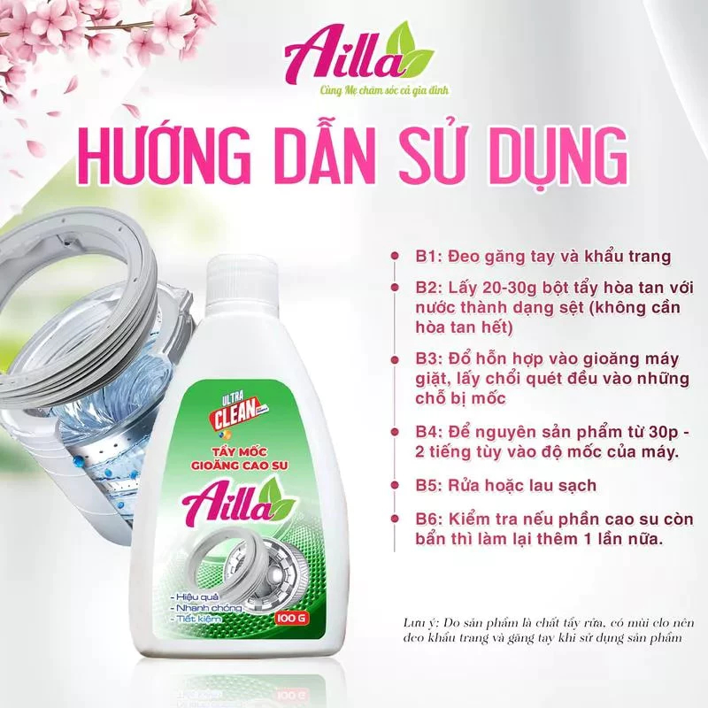 Tẩy Mốc Gioăng Cao Su Ailla 100g - Làm Sạch Các Mảng Mốc Trên Gioăng Cao Su, Ron Tủ Lạnh Máy Giặt