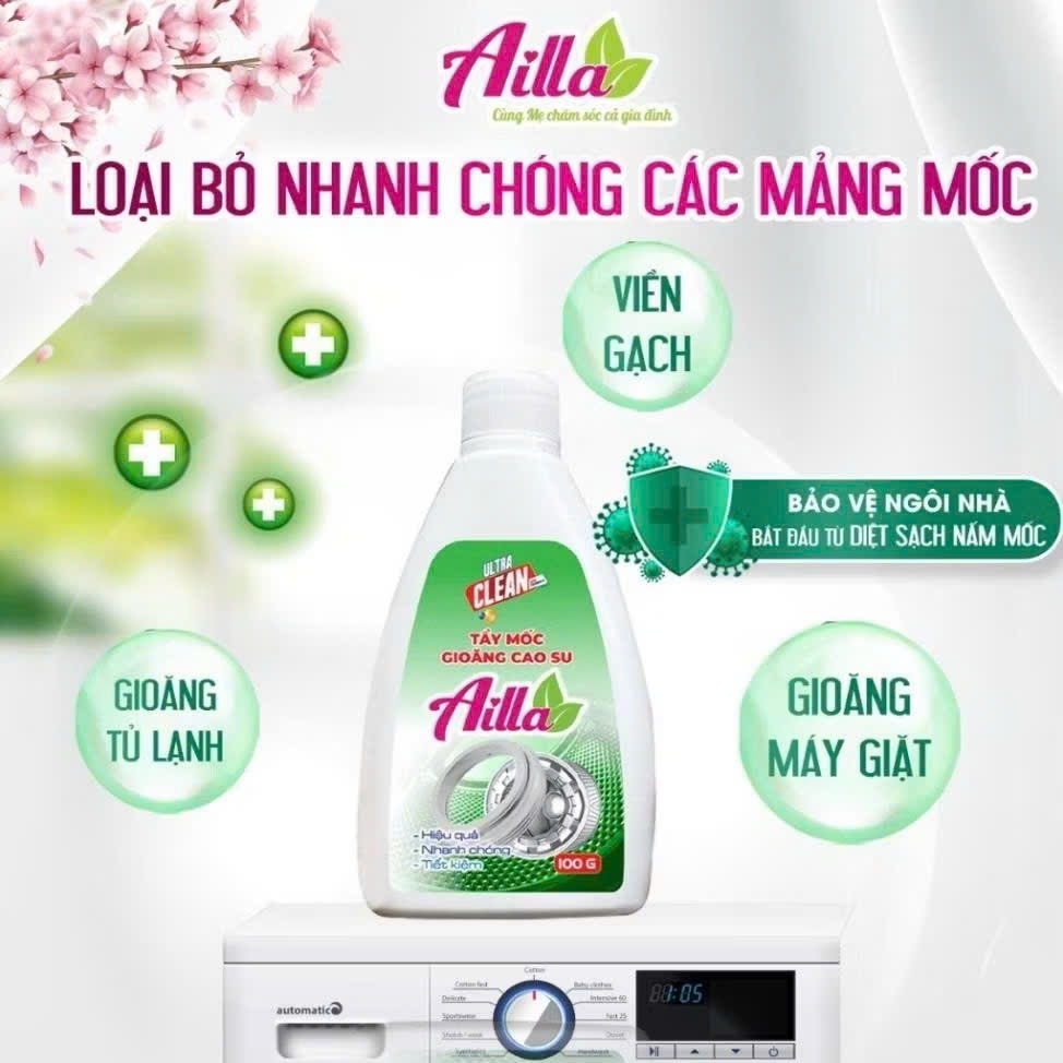 Tẩy Mốc Gioăng Cao Su Ailla 100g - Làm Sạch Các Mảng Mốc Trên Gioăng Cao Su, Ron Tủ Lạnh Máy Giặt