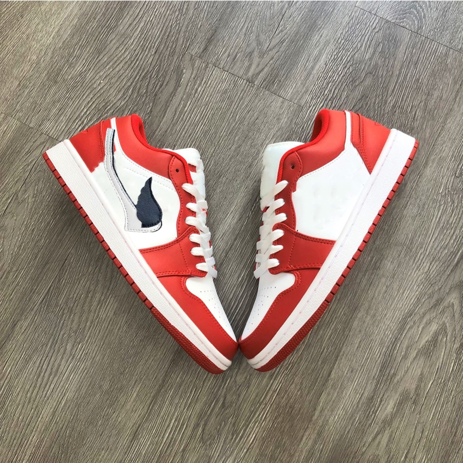 Giày Thể Thao Đỏ Trắng Nam Nữ, Giày Sneaker Đế Cao Hỗ Trợ Đổi Size - JA08