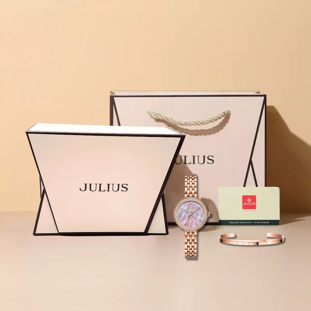 Combo Đồng hồ nữ Julius JA-1421C +  Vòng đeo tay Julius JSB078 RG