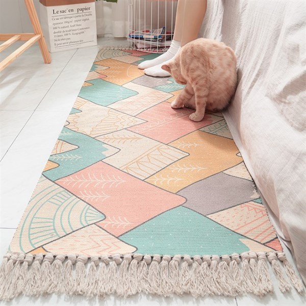 Thảm Trải Sàn Canvas Vintage Chống Trượt Trang Trí Nhiều Kích Thước