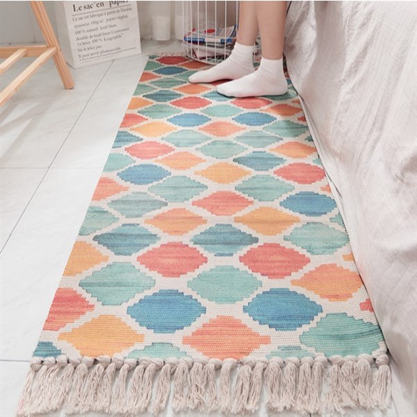 Thảm Trải Sàn Canvas Vintage Chống Trượt Trang Trí Nhiều Kích Thước