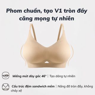 Áo lót bra nữ không gọng cao cấp đệm mút ôm ngực gom quả tạo khe bản to che mỡ không lộ viền A1289