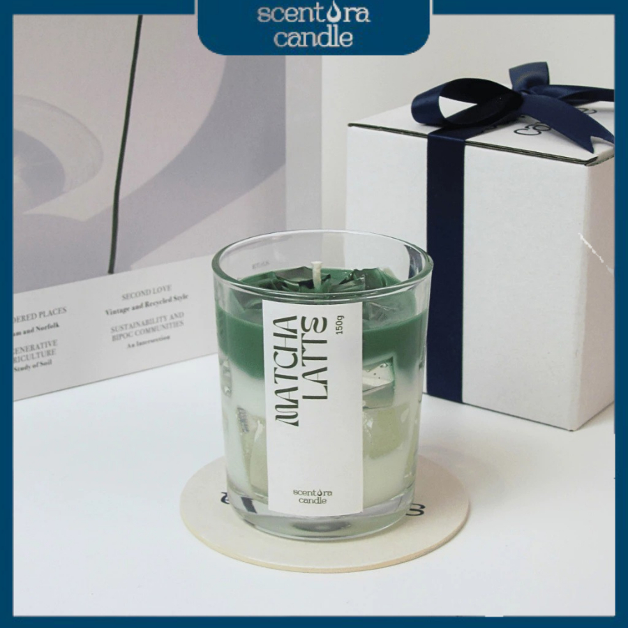 Nến Thơm Matcha Latte ScentoraCandle, Trang trí, Decor Phòng, Quà Tặng Sinh Nhật, Lễ Kỉ Niệm