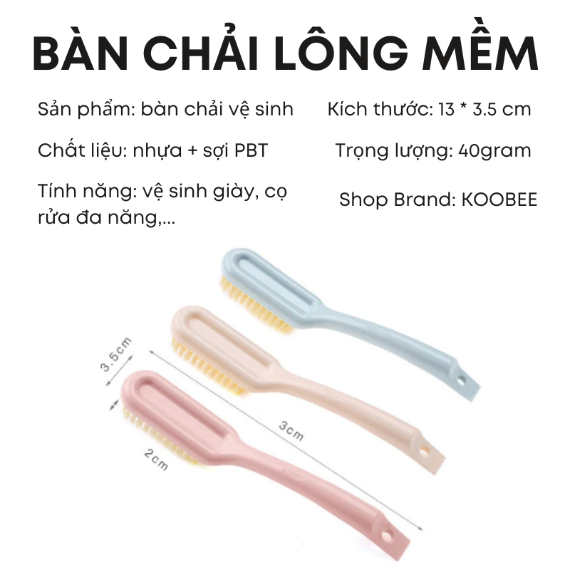 Bàn Chải Mềm Đa Năng KOOBEE Có Tay Cầm – Cọ Rửa Giày Dép, Quần Áo, Khe Góc, Làm Sạch Sâu, Không Trầy Xước (CSNC43)