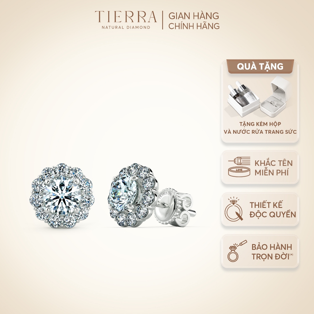 [CHAT TRƯỚC KHI ĐẶT] Bông Tai Halo Hoa BTA2109, Vàng 14K/ 18K, Đính Đá CZ, Thiết Kế Sang Trọng, Phụ Kiện Trang Sức Nữ