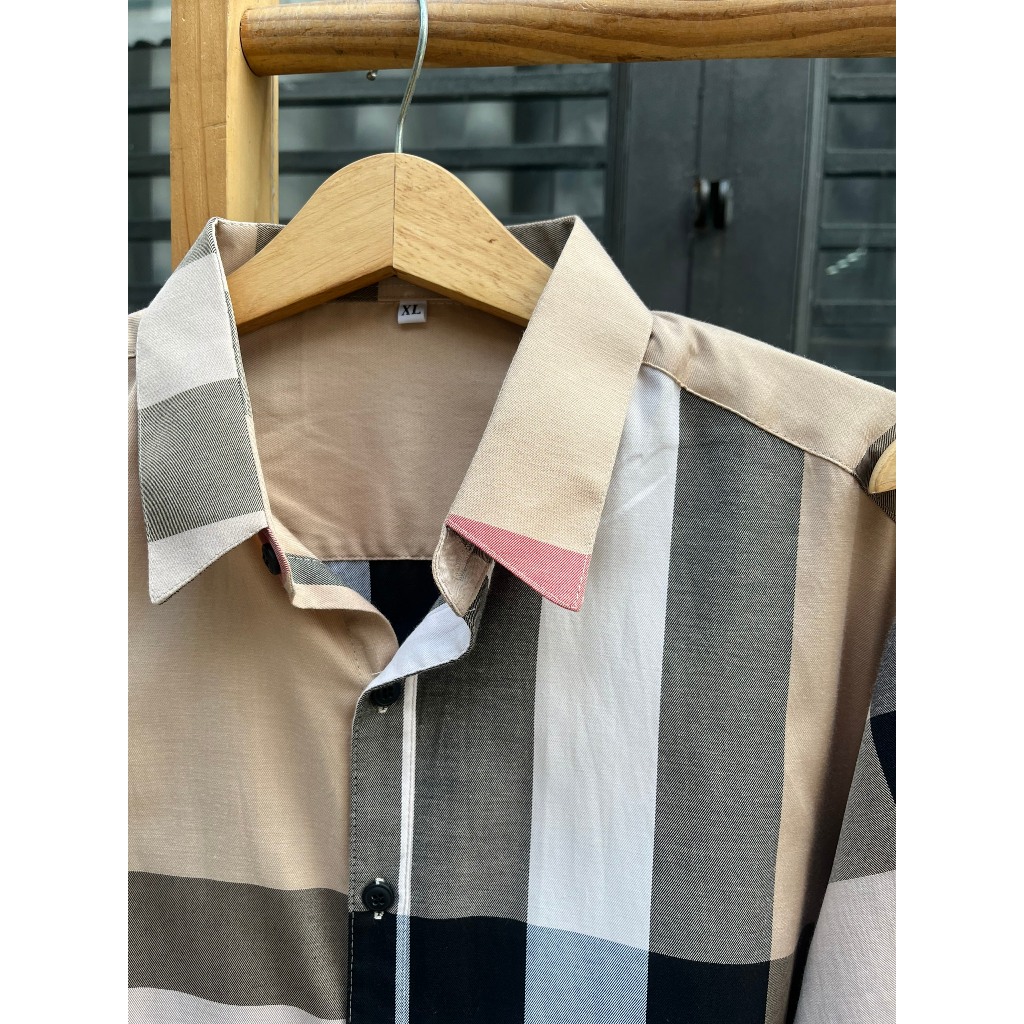 Áo Sơ Mi Cặp Nam Nữ Fig Tree Caro màu Kem, Chất Cotton mềm mát, Áo Sơ Mi Nam Nữ Cá Tính, Nhiều size