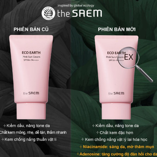Kem Chống Nắng Kiềm Dầu, Nâng Tông Sáng Hồng The Saem Eco Earth Pink Sun Cream EX 50g