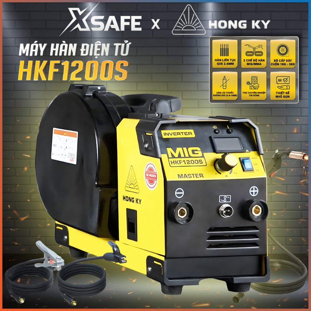 Máy hàn mig Hồng Ký HKF1200S 2IN1 dòng hàn chuẩn 120A hàn MIG không khí với dây lõi thuốc và hàn que