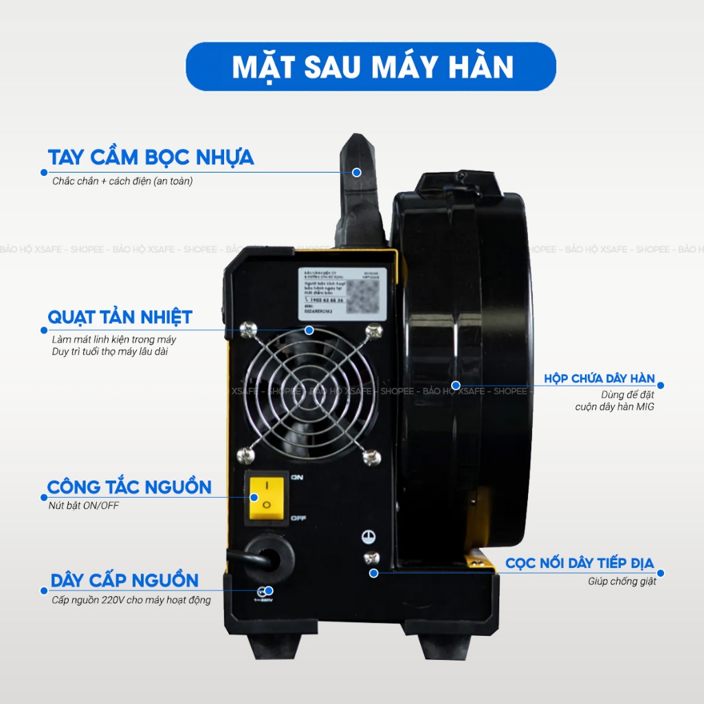 Máy hàn mig Hồng Ký HKF1200S 2IN1 dòng hàn chuẩn 120A hàn MIG không khí với dây lõi thuốc và hàn que