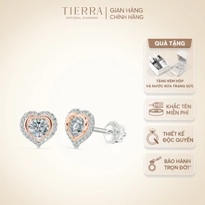 Bông Tai Tierra BTA2127, Vàng 14K/ 18K, Thiết Kế Kiểu Dáng Trái Tim Ngọt Ngào, Quà Tặng Người Yêu