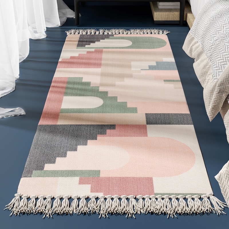 Thảm Trải Sàn Canvas Vintage Chống Trượt Trang Trí Nhiều Kích Thước