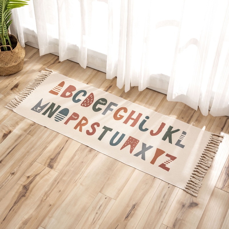 Thảm Trải Sàn Canvas Vintage Chống Trượt Trang Trí Nhiều Kích Thước