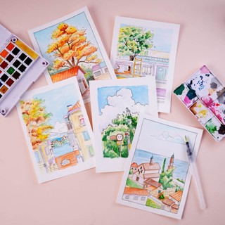 Màu Nước Dạng Nén Cao Cấp GLOBAL ART Màu Nước 24 Màu, Loang Màu Tốt, Kèm Bút Vẽ, Chuyên Nghiệp M70020