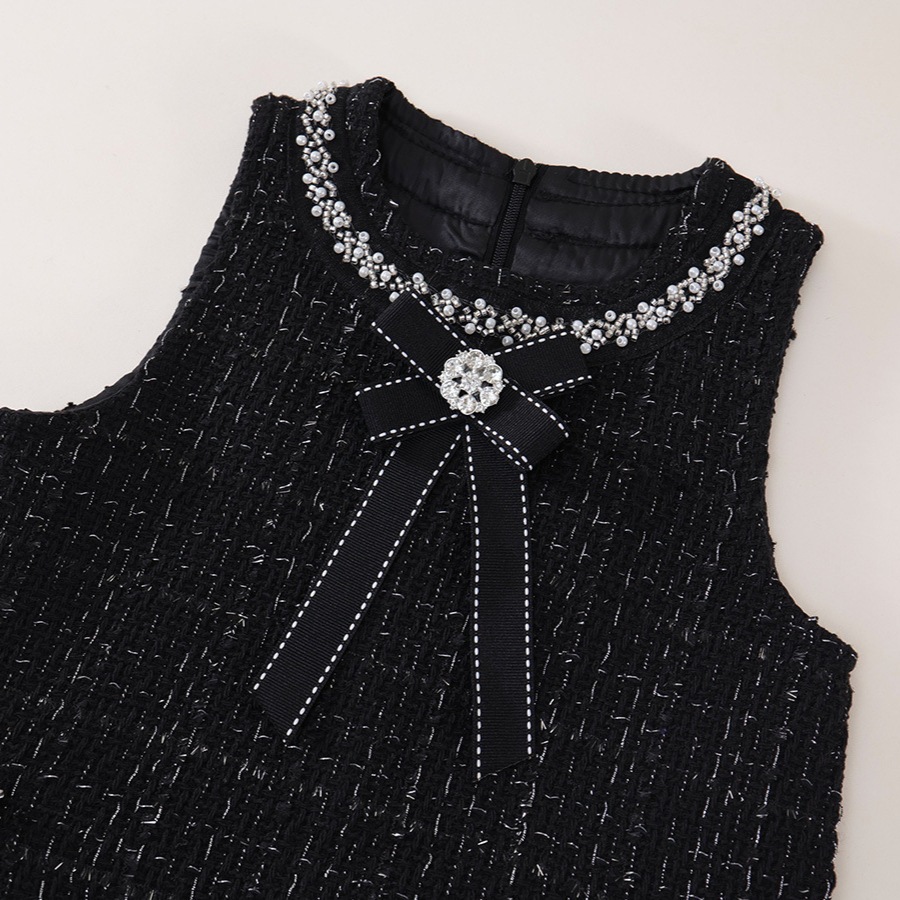 Váy Vest Bé Gái Mùa Thu Đông 2025 Hania Kids, Màu Đen Thời Trang, Dày Dặn, Phối Nơ Xinh Xắn