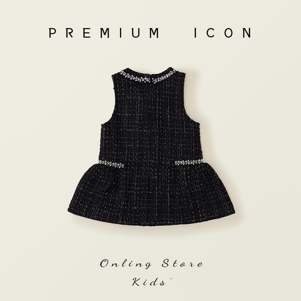 Váy Vest Bé Gái Mùa Thu Đông 2025 Hania Kids, Màu Đen Thời Trang, Dày Dặn, Phối Nơ Xinh Xắn