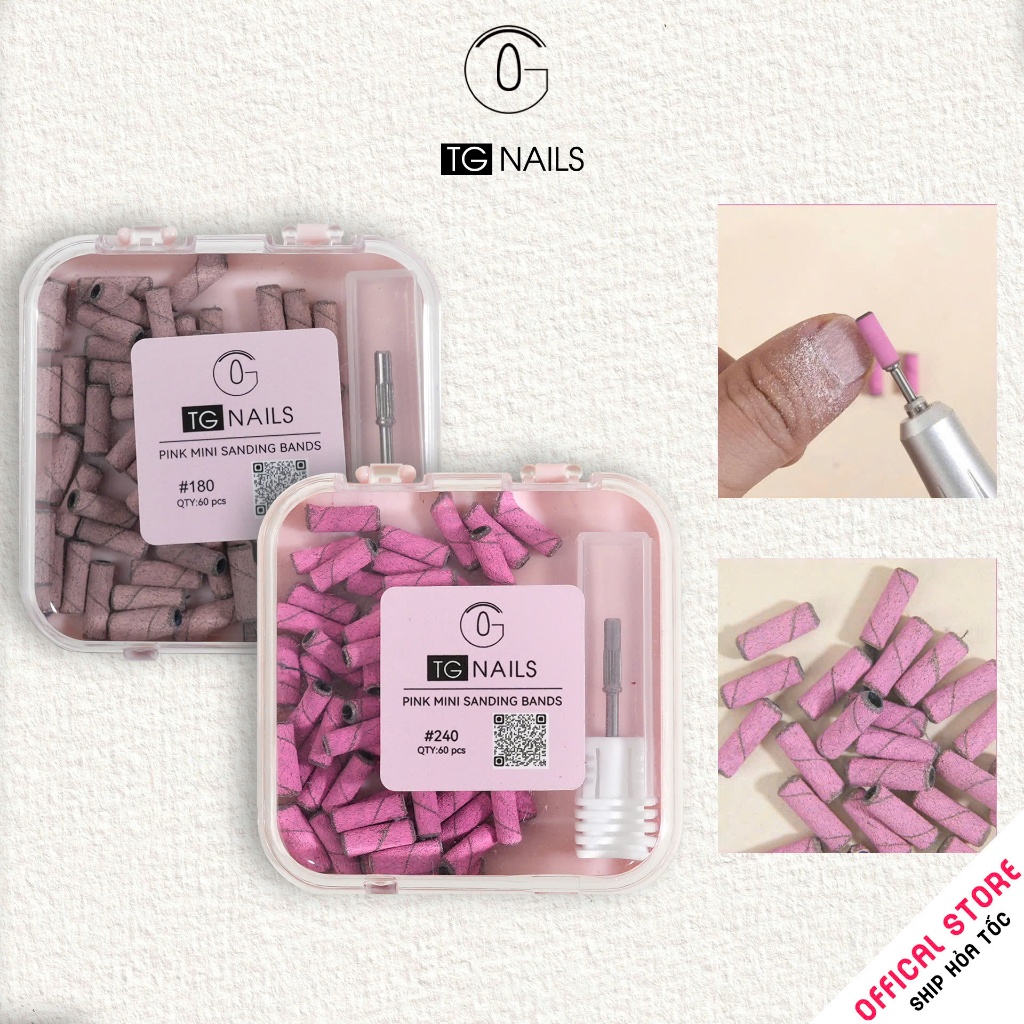 Giấy nhám #180, #240 mini nail tặng thanh lắp đầu mài móng hãng TG
