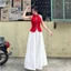 QC_ Set váy dài, set nữ mặc Tết áo cổ yếm nơ cổ nút Tapta Nhung mix chân váy dài Lụa 100D có lót