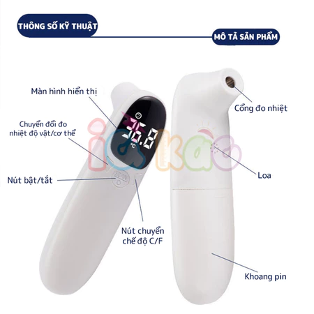 Nhiệt kế điện tử hồng ngoại SKULD đo trán cho bé dùng để đo nhiệt độ cơ thể đa năng tặng kèm pin