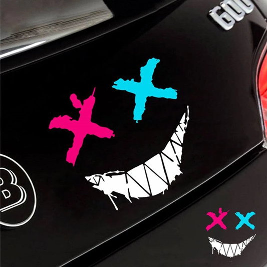 [Tem lột tách nền] MẶT CƯỜI XANH HỒNG. Decal hình dán xe máy, OTO, Vespa. Sticker xe điện, dán xe đạp điện