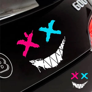 MẶT CƯỜI XANH HỒNG. Decal hình dán xe máy, OTO, Vespa. Sticker xe điện, dán xe đạp điện