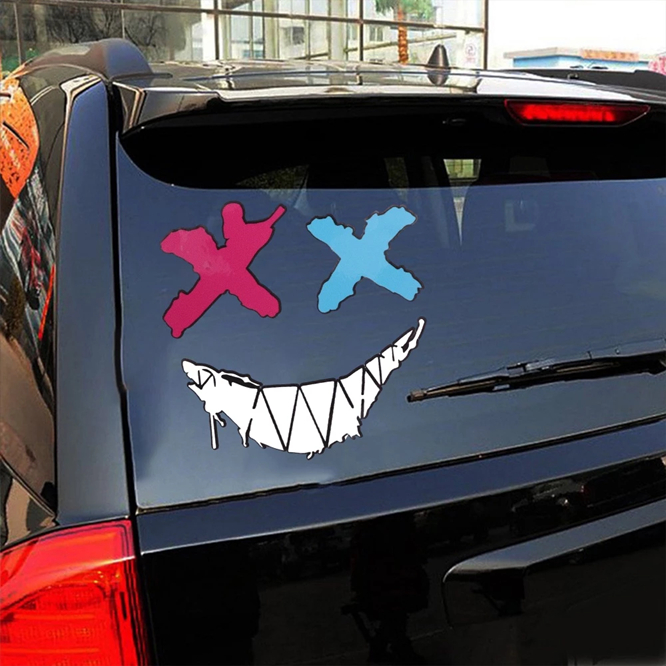 [Tem lột tách nền] MẶT CƯỜI XANH HỒNG. Decal hình dán xe máy, OTO, Vespa. Sticker xe điện, dán xe đạp điện