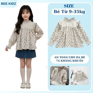 Áo Cho Bé Gái, Áo Dài Tay Cho Bé Gái Thiết Kế Cổ Cao Chất Liệu Cotton Mềm Mại