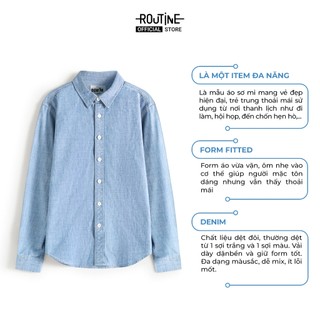 Áo Sơ Mi Denim Banana Tay Dài Cổ Bẻ Form Fitted - Routine 10S25DSH012