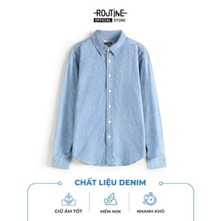 Áo Sơ Mi Denim Banana Tay Dài Cổ Bẻ Form Fitted - Routine 10S25DSH012