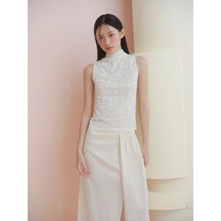 Chân váy OLV dài xẻ tà Cream Linen Wrap Skirt thanh lịch sang trọng phù hợp đi chơi đi tiệc