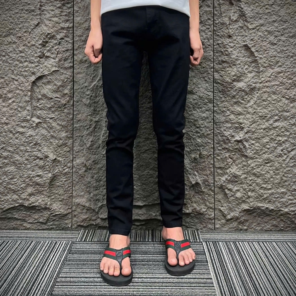 Quần jean xanh khoa lệch thêu số hai rách dành cho nam Menswear Pants