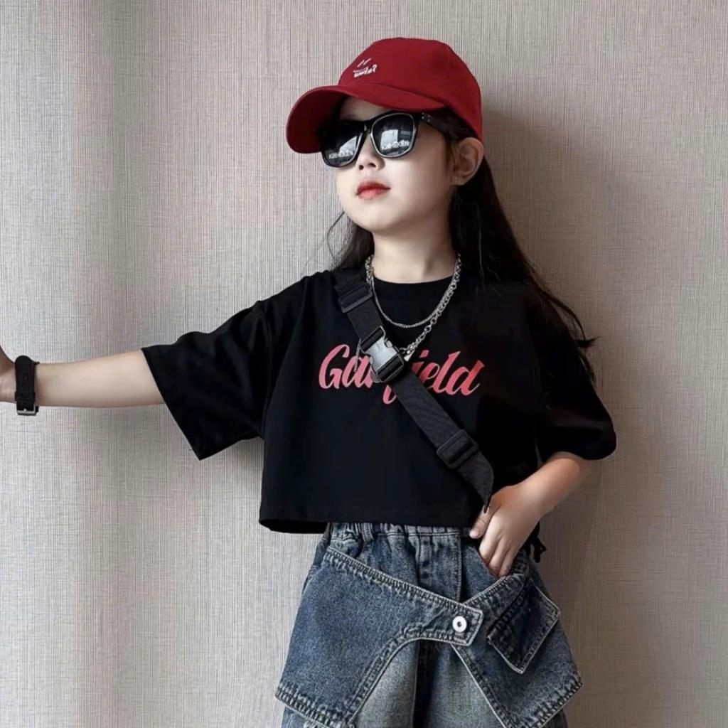 Set đồ thời trang bé /bé gái Áo thun cotton + Quần short jean phá cách 2 màu Trắng & Đen Phong cách năng động thoải mái