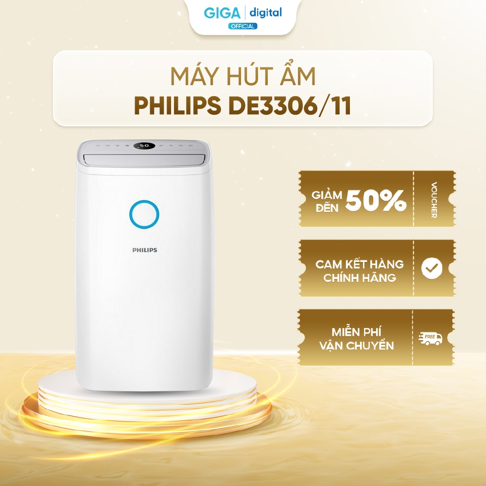 Máy hút ẩm Philips DE3306/11 - Công suất hút ẩm định mức 34.3L/ngày ...