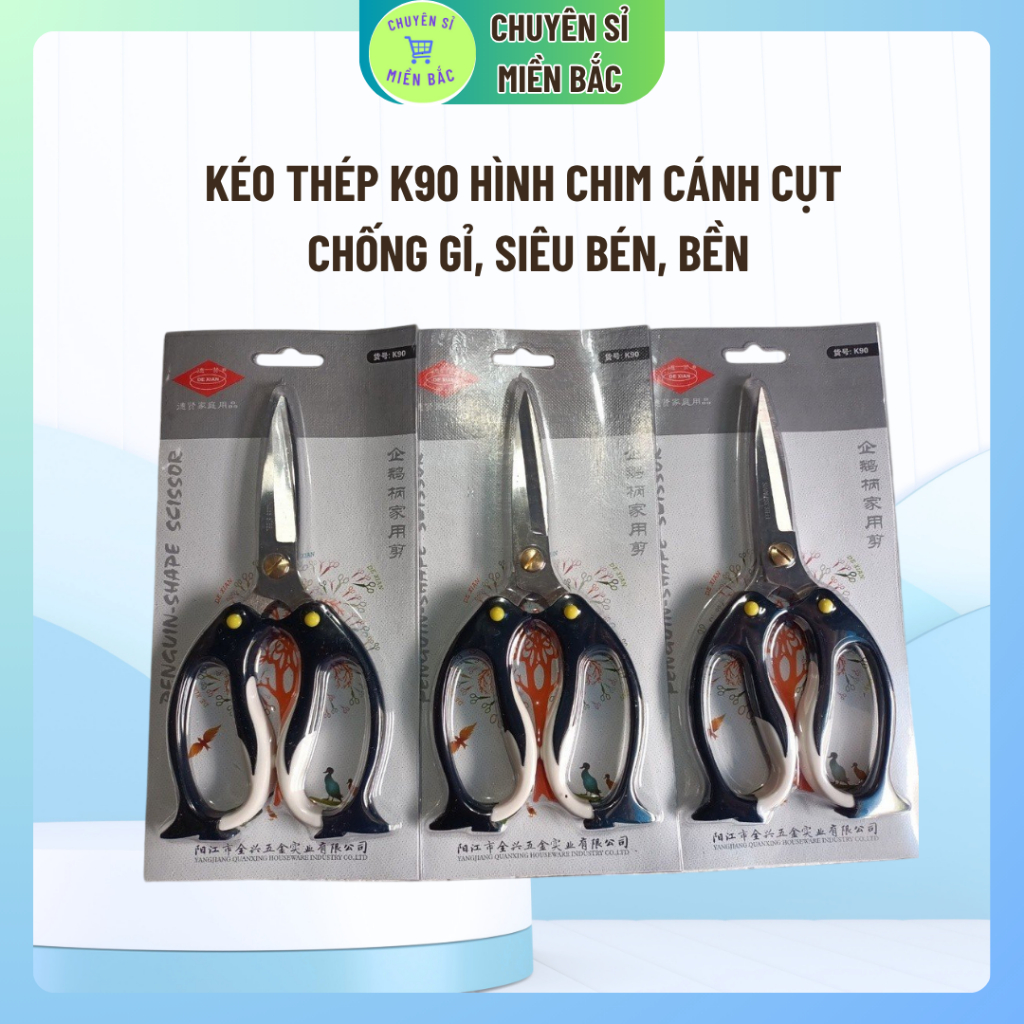Kéo thép K90 hình chim cánh cụt ngộ nghĩnh chống gỉ, siêu bén, bền