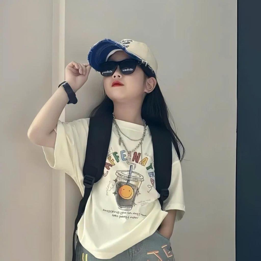 Set đồ thời trang cá tính cho bé - Năng động & Sành điệu Áo thun oversize cotton mềm mại Quần short jeans