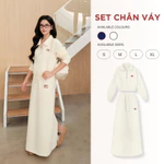 Set Bộ Váy Dài ECOCHIC Áo Crop Cổ Cao Halfzip Logo Phối Chân Váy Dài Dây Rút Chất Liệu Cao Cấp Chính Hãng B194 — ảnh 3