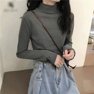 Áo giữ nhiệt lót lông tăm cổ cao nữ thu đông xinh xắn dày tay ấm áp nhiều màu (giữ nhiệt lông)