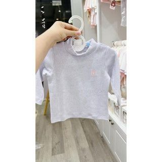 Áo dài tay cổ 3cm màu tím in trang trí nous sale lẻ sz