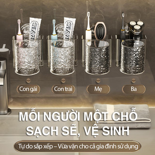 ZiinLife Kệ Để Bàn Chải Đánh Răng Dán Tường Không Cần Khoan, Chất Liệu Acrylic Trong Suốt