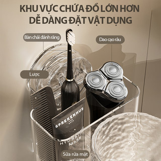 ZiinLife Kệ Để Bàn Chải Đánh Răng Dán Tường Không Cần Khoan, Chất Liệu Acrylic Trong Suốt