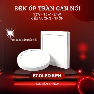 Đèn Ốp Trần Nổi Vuông,Tròn 12W|18W|24W Ánh Sáng Trắng, Đèn Trần Trang Trí Phòng Khách PANEL LAMP