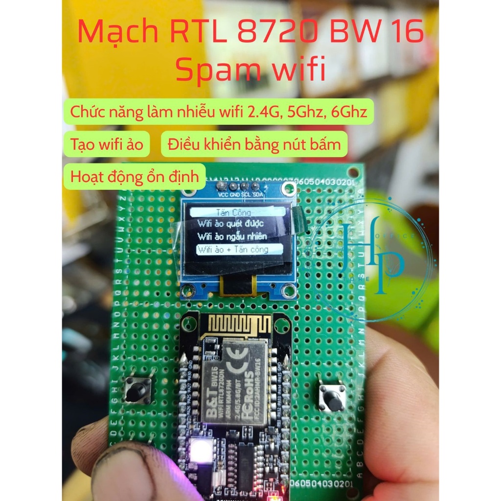 Mạch RTL8720DN BW 16- WiFi 2.4GHz có loại đã nạp code quét wifi hỗ trợ ...